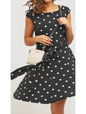 LAUREN RALPH LAUREN | Polka Dot Fit & Flare Midi Cocktail Party Dress